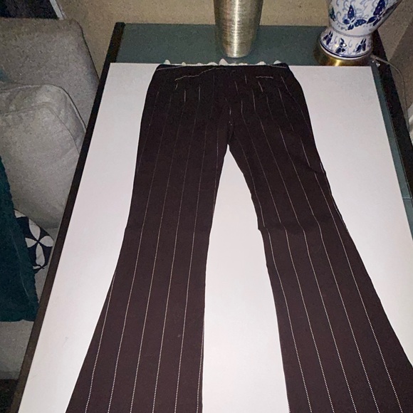 Y2K Brown Flare Leg Pants White Stripes Medium - Picture 7 of 13
